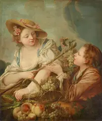 French School circa 1770, The Young Grape Pickers, Oil on canvas (relined)