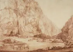 Jacob Philipp Hackert, The Volturno Valley near Piedimonte Alife, Pen and brush in brown