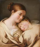 Mother with Sleeping Child by Johann Heinrich Wilhelm Tischbein, Oil on canvas, sold Nov 2023