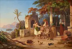 Carl Götzloff, Italian Coast at Massa Lubrense, Oil on canvas
