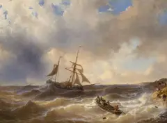 A Two-Master in Choppy Waters by Louis Meijer, Oil on panel, offered Nov 2023