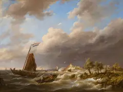 Hermanus Koekkoek, Choppy Waters on the Oosterschelde near Haemstede, Oil on canvas