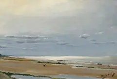 Alfred Stevens, Beach at Low Tide, Oil on canvas