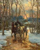 Ride in the twilight by Alfred von Wierusz-Kowalski, Oil on canvas, sold Nov 2023