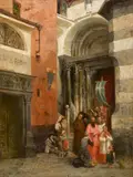 Veronica Maria Herwegen-Manini, Leaving Church after Mass, Oil on panel