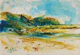Affandi, Landscape by a sea under a blue sky, Landscape by a sea under a blue sky. Oil on canvas. Signed and dated 1985 lower left. On the reverse of the wooden frame in black: M 755 1985. Framed
