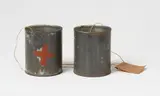 Joseph Beuys, Telephon S-Э, 1974, 2 metal cans, string and label. One can with oil (Braunkreuz). Cans each