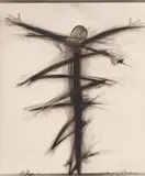 Arnulf Rainer, Selbstkruzifikation, 1973, Wax crayon on photograp