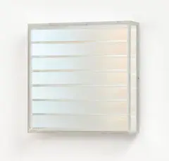 Untitled by Adolf Luther, 1976, Mirror object: 7 concave strips of mirror in front of mirror on panel. In plexiglass case, sold Jun 2023