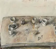 Klaus Fußmann, Untitled (Still life), 1974, Oil on card on panel
