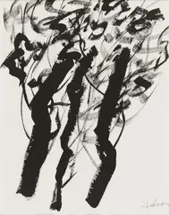 Etel Adnan, Untitled (from: Serié des Arbres), 2015, India ik on card