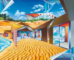 Leben in der Konstruktion by SEO, 2017, Acrylic on canvas, offered Jun 2023
