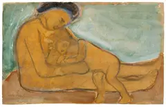 Paula Modersohn-Becker, Mutter und Kind, 1906, Gouache, opaque white and carpenter's pencil on pale brown paper
