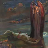L'Ange pleure la Mort d'Orphée tué par les Ménades by Maksimilijan Vanka, 1914, Oil on canvas, offered Jun 2023