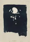Emil Nolde, Düsterer Männerkopf, 1907/1915, Colour lithograph on smooth paper