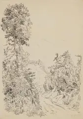 Helles Land by Rudolf Schlichter, 1943, Pen and India ink drawing on thin card. 72.3 x 50.2/, offered Jun 2023