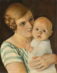 Barthel Gilles, Mutter und Kind, 1930, Oil tempera on panel