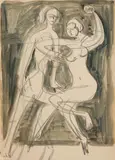 Ernst Ludwig Kirchner, Tanz, Pen and ink, chalk and gouache on chamois-coloured paper