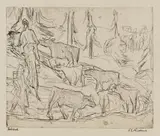 Ernst Ludwig Kirchner, Abtrieb der Kühe, 1922, Etching on firm, cream coloured wove paper