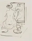 Weiblicher Akt vor Spiegel by Ernst Ludwig Kirchner, 1911, Pen and India ink on smooth paper, sold Jun 2023