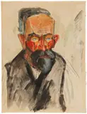 Männerkopf by Erich Heckel, 1914, Watercolour over pencil drawing on laid paper, sold Jun 2023
