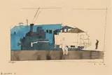 Lyonel Feininger, Locomotive I, 1934, Pen and India ink and watercolour on brownish paper