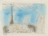 Lyonel Feininger, Kirche von Gelmeroda, 1955, Pen and India ink, watercolour and charcoal on laid paper