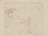 Pablo Picasso, Flûtiste et trois femmes nues, 1932, Etching on laid paper by Montval with watermark "Picasso"