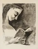 Jacqueline lisant by Pablo Picasso, 1957, Lithograph on wove paper (watermarked "Arches"), sold Jun 2023