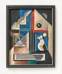 Hanns Lamers, Composition 3/58, 1958, Relief of collaged and painted wooden shapes on panel