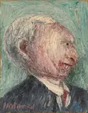 Clifford Holmead Phillips, Mann mit weißem Haar/Profil, 1974, Oil on canvas, laid down on wood