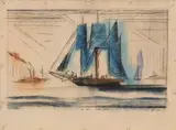 Lyonel Feininger, Die kleine Schoner-Barke, 1923, Pen and India ink, chalk pastel, watercolour and charcoal on fibrous laid paper