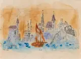 Lyonel Feininger, Stadt, 1921, Watercolour and pen and India ink on pale grey laid paper