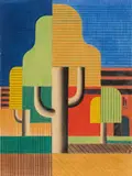 Heinrich Hoerle, Bäume, 1931, Wax crayon on firm paper