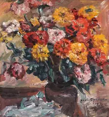 Lovis Corinth, Zinnien, 1924, Oil on canvas