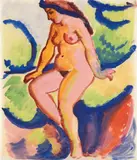 August Macke, Sitzender Akt II, 1912, Watercolour and gouache on white transparent paper