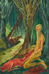 Albert Birkle, Merlin, 1921, Tempera on card with linen texture