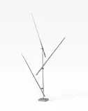 George Rickey, Three Lines up Staggered, 1990, Kinetic steel sculpture with 3 moving blades. Height of the hanging with plinth approx