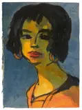 Portrait einer jungen Frau (mit Ohrringen) by Emil Nolde, 1921, Watercolour on fine Japan laid paper, sold Jun 2023