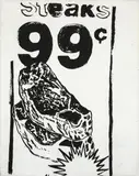 Steaks 99 c by Andy Warhol, 1985, Screenprint on canvas, sold Jun 2023