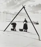 Toni Schneiders, Winterliche Wäsche im Allgäu, 1954, Vintage ferrotyped gelatin silver print on Leonar paper