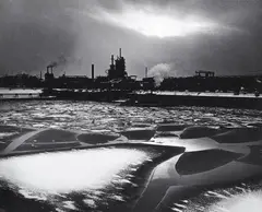 Peter Thomann, Industrielandschaft (Winter im Revier, Stadthafen Essen), 1962, Vintage ferrotyped gelatin silver print