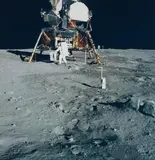 Nasa, Astronaut Edwin E. Aldrin Jr. prepares to deploy the Early Apollo Scientific Experiments Package on the surface of the Moon, Apollo 11, 1969, Vintage chromogenic print on Kodak paper