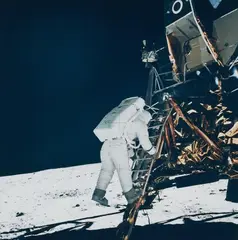 Nasa, Astronaut Edwin E. Aldrin Jr. steps down to the Moon's surface, Apollo 11, 1969, Vintage chromogenic print on Kodak paper