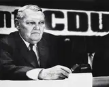 Peter Thomann, Bundeskanzler Dr. Ludwig Erhard, 1964, Vintage ferrotyped gelatin silver print