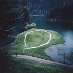 Thomas Lüttge, Papierkreis, Tirol, 1970, Inkjet print, printed