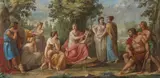 German School around 1800, Apollo playing music, Gouache on canvas