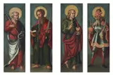 Freising School, 16th century, Saints Peter, Paul, John and a holy King (Four Panels of an Altarpiece), Oil on panel. Each