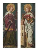 Freising School, 16th century, Saints Catherine and Barbara (Two Panels of an Altarpiece), Oil on panel. Each