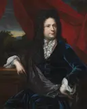 Netherlandish School around 1700, Portrait of a Gentleman with Allonge Wig and Blue Velvet Robe, Oil on canvas (relined)